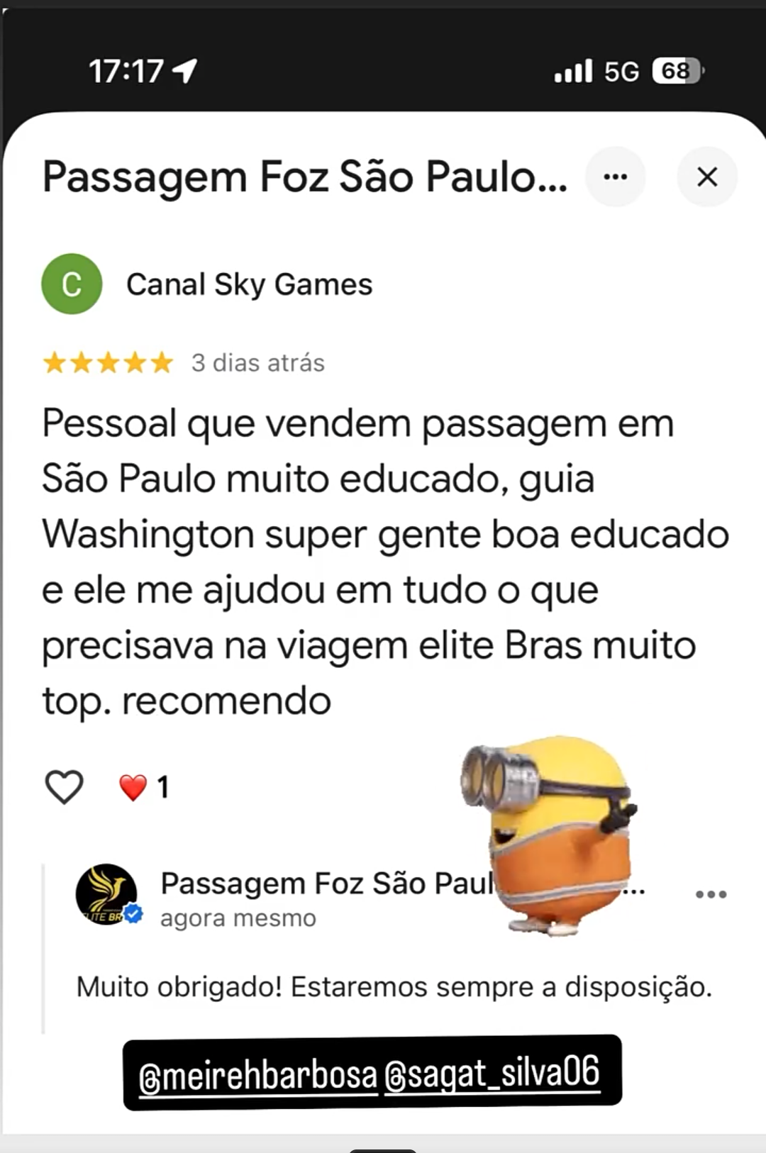 Depoimento de Canal Sky Games